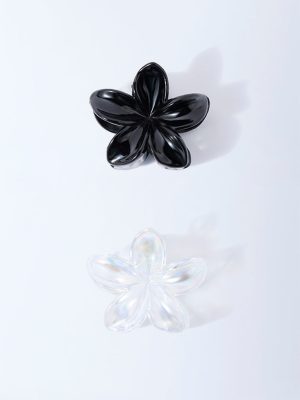 Studiowest Black and Clear Flower Clips - Pack of 2