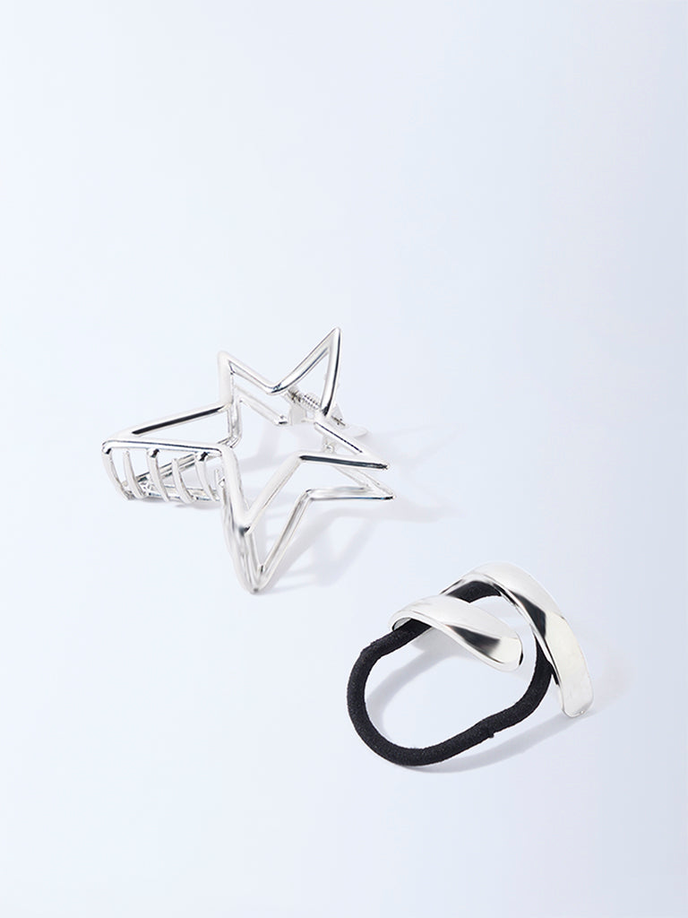Studiowest Silver Hair Tie and Star Clips - Pack of 2 - Image 2
