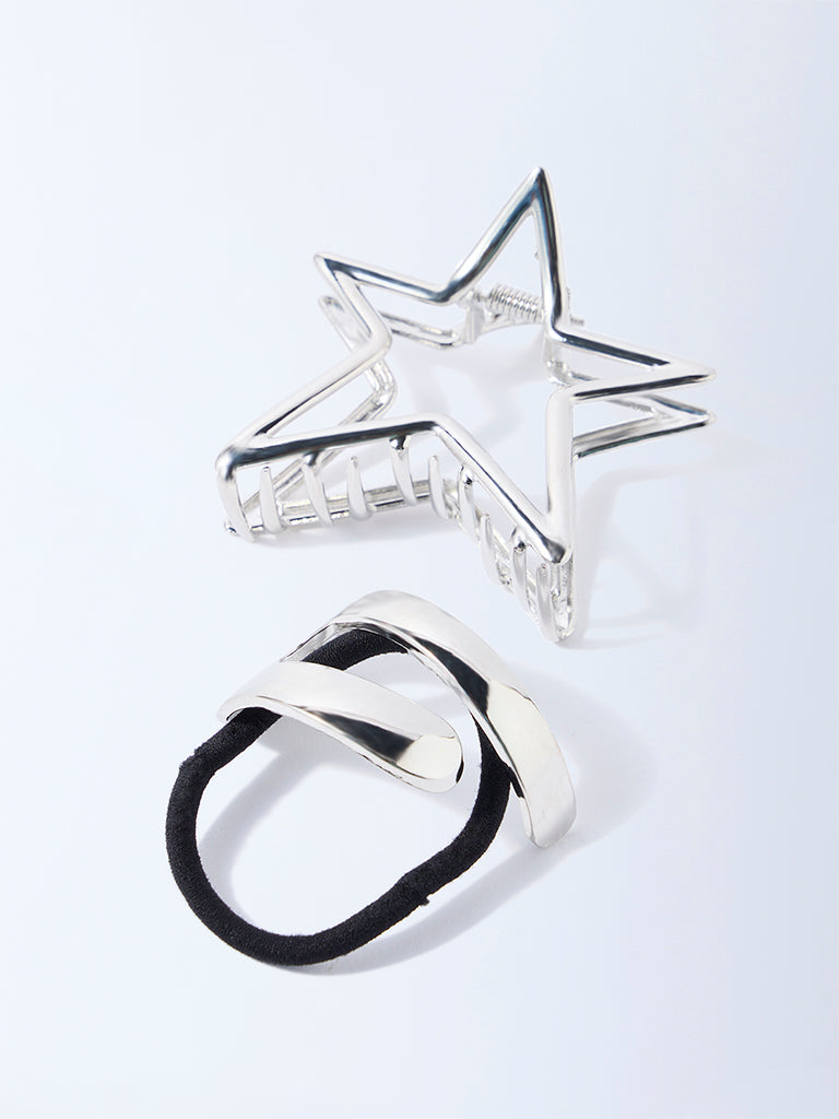 Studiowest Silver Hair Tie and Star Clips - Pack of 2 - Image 3