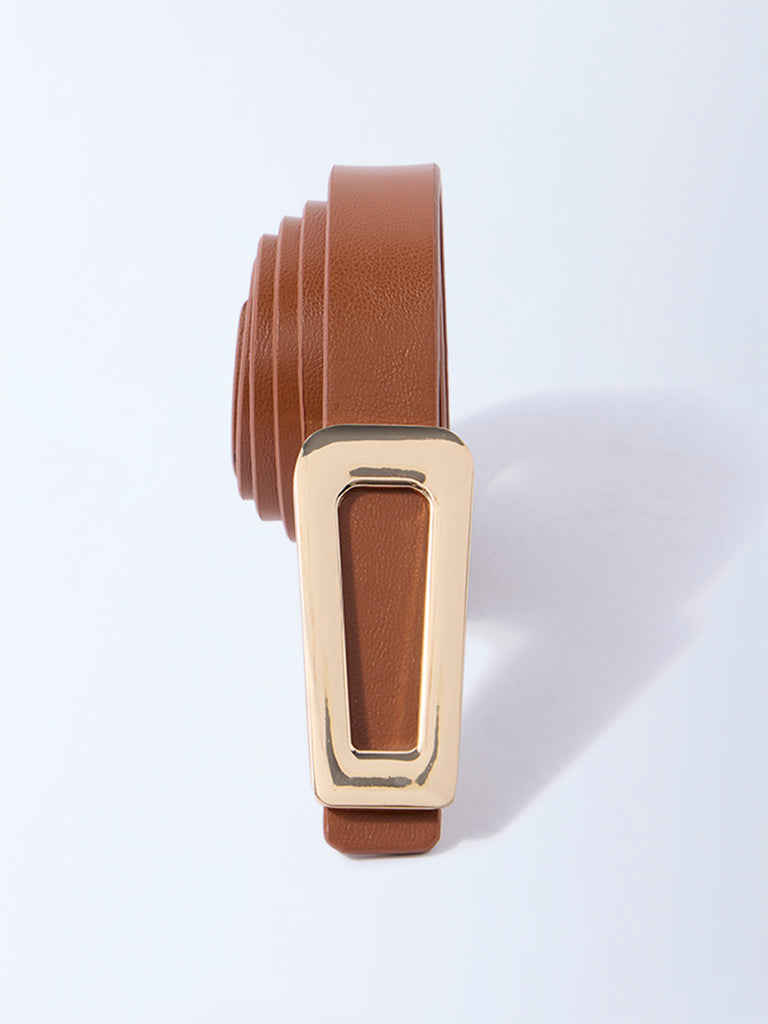 Westside Accessories Tan Triangle Buckle Belt - Image 2
