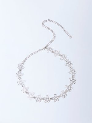 Westside Accessories Silver Floral Metal Chain Belt