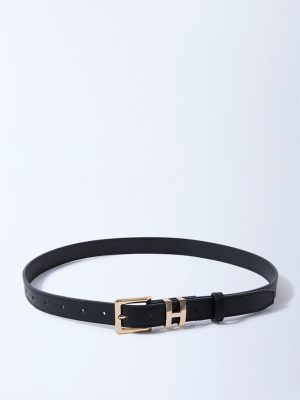 Westside Accessories Black Square Buckle Belt