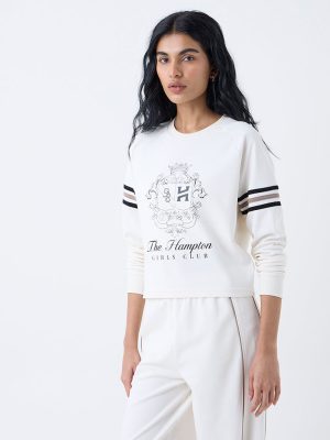 Studiofit Off-White Printed Cotton-Blend T-Shirt