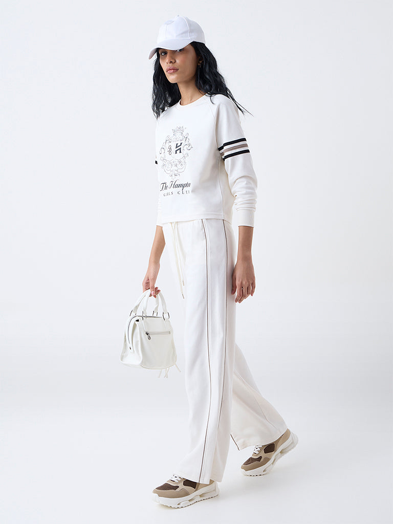 Studiofit Off-White Printed Cotton-Blend T-Shirt - Image 2