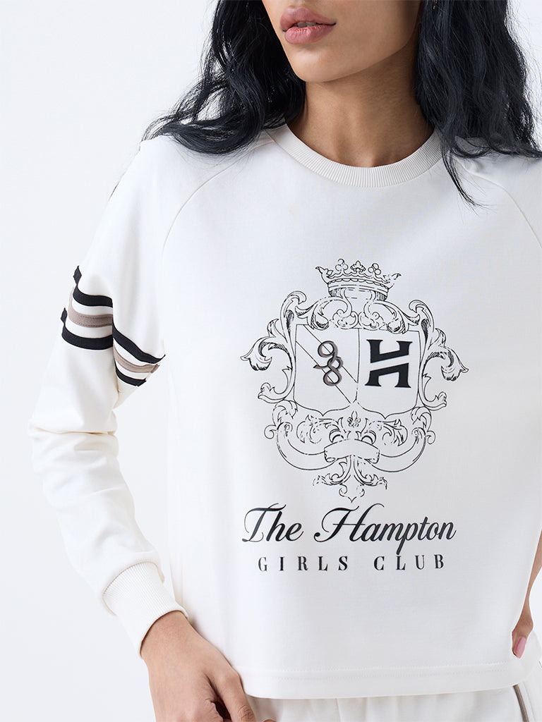 Studiofit Off-White Printed Cotton-Blend T-Shirt - Image 3