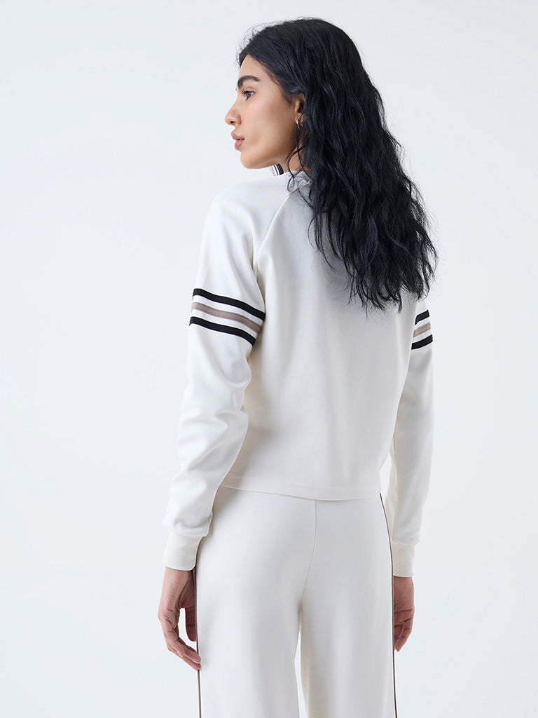 Studiofit Off-White Printed Cotton-Blend T-Shirt - Image 4