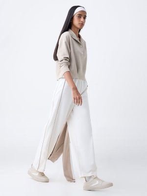 Studiofit Taupe Solid Cotton-Blend T-Shirt