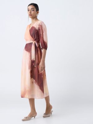 Wardrobe Orange Ombre Belted A-Line Dress