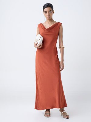 Wardrobe Orange Textured Maxi Dress