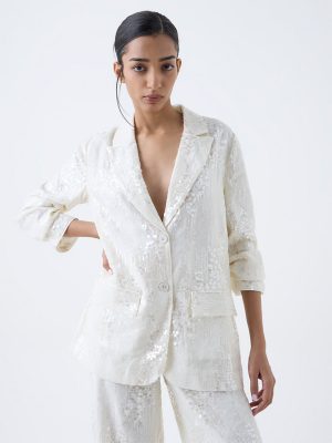 Wardrobe White Sequin Embellished Blazer