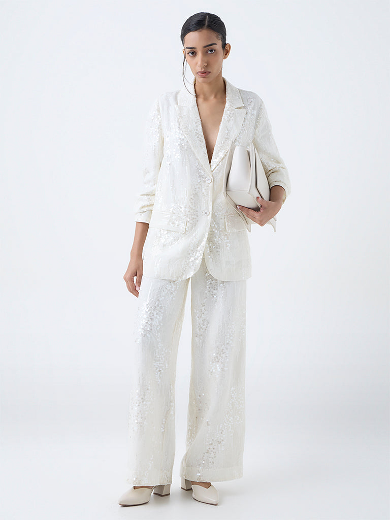 Wardrobe White Sequin Embellished Blazer - Image 2