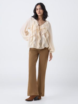 LOV Tan Bootcut High-Rise Jeans