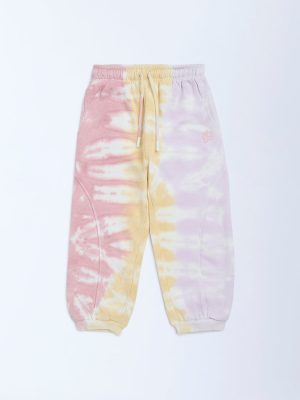 HOP Kids Multicolour Tie-Dye High-Rise Cotton-Blend Joggers