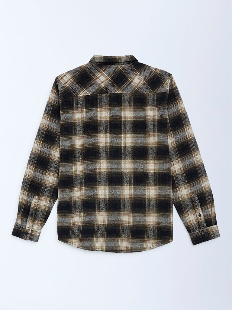 Y&F Kids Black Flannel Checks Design Cotton Shirt - Image 2