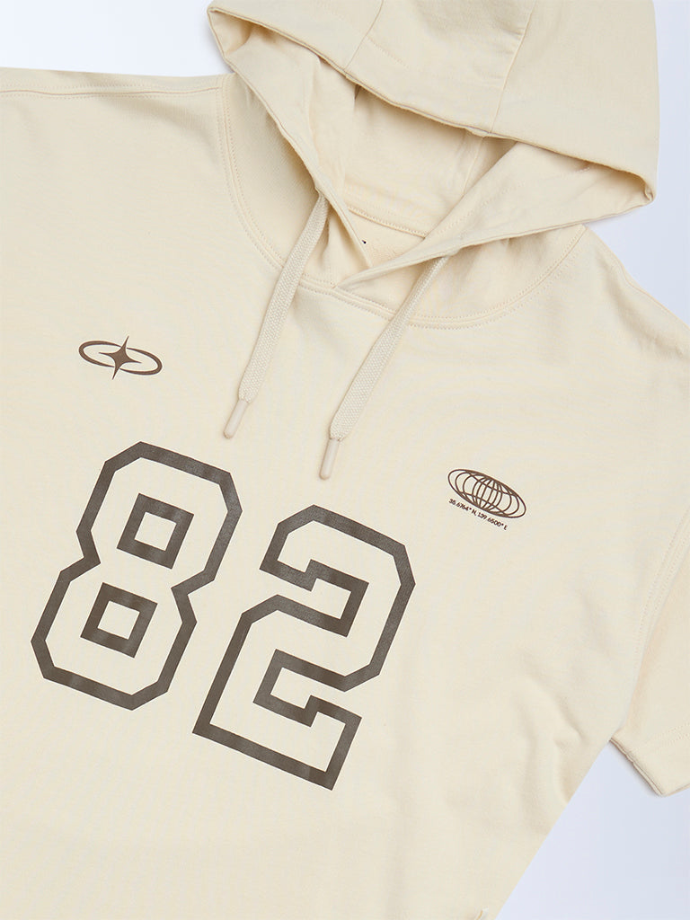 Y&F Kids Beige Printed Cotton Hoodie - Image 3