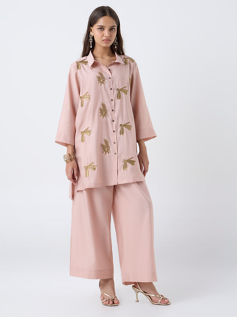 Vark Blush Pink Sequin Embellished Ethnic Set