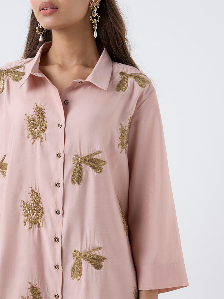 Vark Blush Pink Sequin Embellished Ethnic Set - Image 3