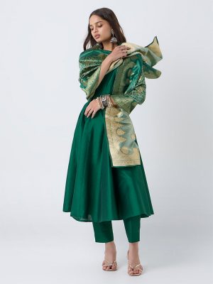 Vark Green Anarkali Ethnic Set