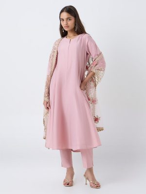 Vark Pink Anarkali Ethnic Set