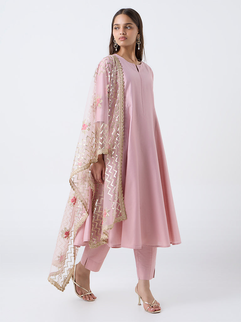 Vark Pink Anarkali Ethnic Set - Image 2