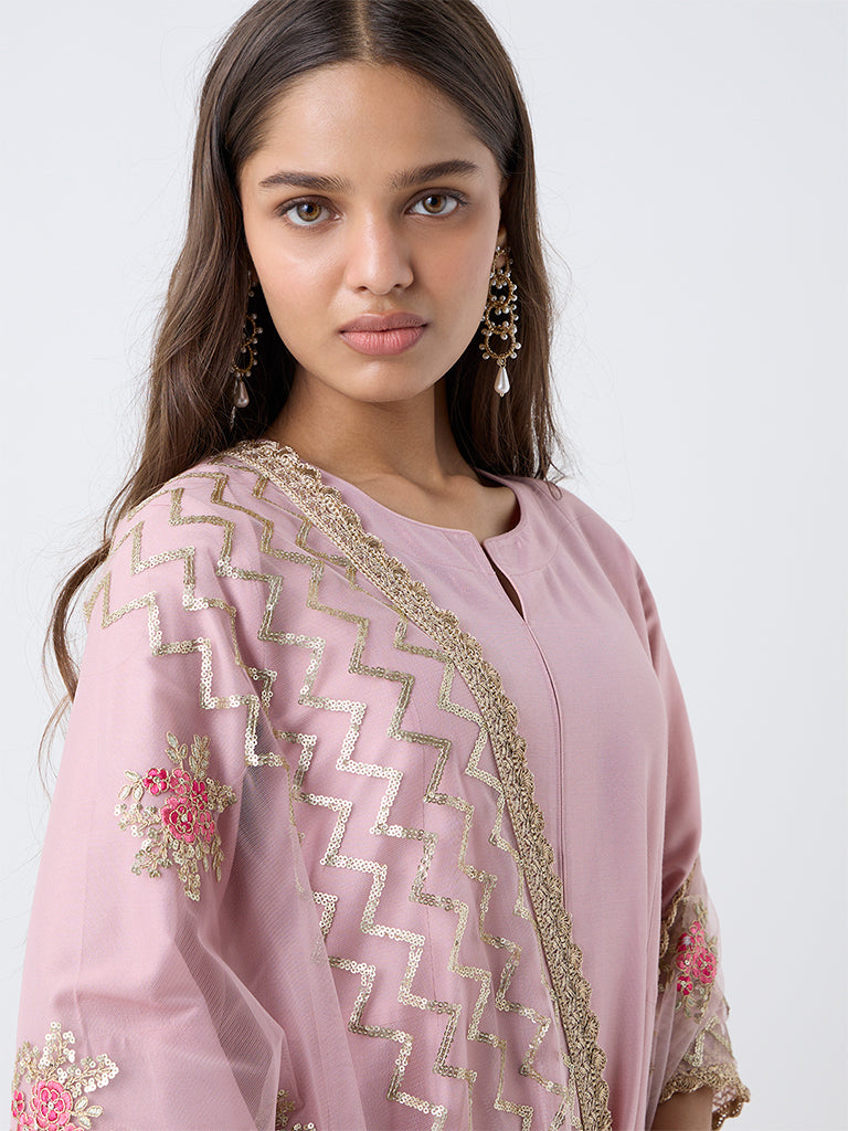 Vark Pink Anarkali Ethnic Set - Image 3