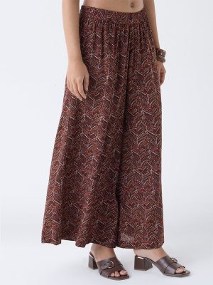 Utsa Maroon Chevron Printed Palazzos