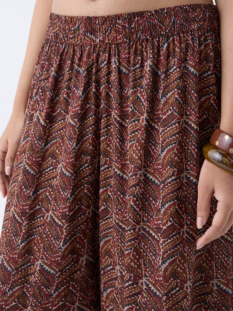 Utsa Maroon Chevron Printed Palazzos - Image 3