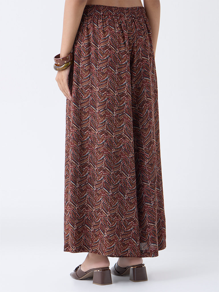 Utsa Maroon Chevron Printed Palazzos - Image 4