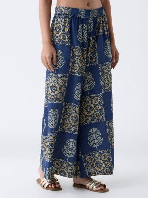 Utsa Blue Printed Palazzos