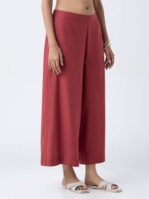Utsa Rust Solid Cotton Palazzos