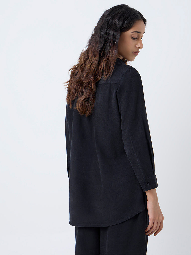 Utsa Black Corduroy Cotton Tunic - Image 4