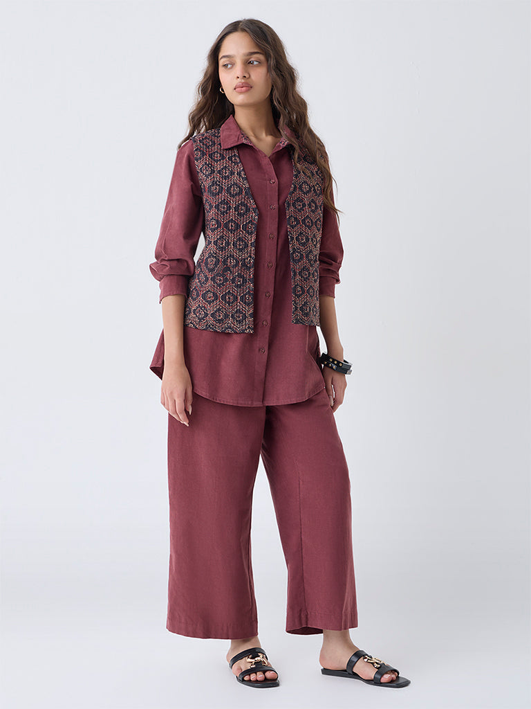 Utsa Black Printed Reversible Cotton Jacket - Image 2