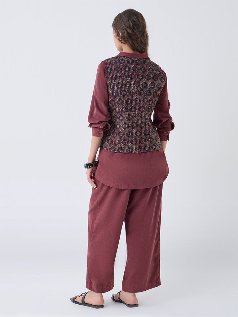 Utsa Black Printed Reversible Cotton Jacket - Image 4