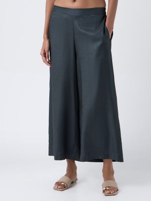 Zuba Dark Green Solid Palazzos
