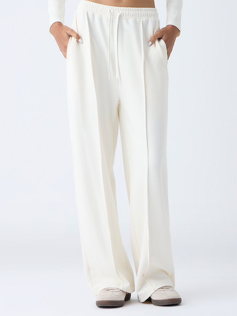 Studiofit Off-White Solid High-Rise Pants - Image 2
