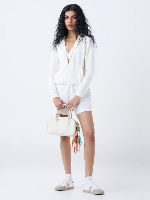 Studiofit Cream Solid Hoodie