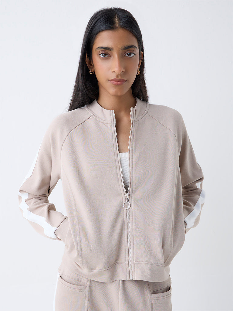 Studiofit Taupe Solid Jacket - Image 2