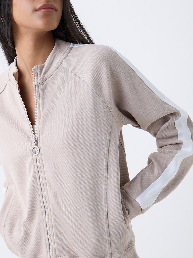 Studiofit Taupe Solid Jacket - Image 3
