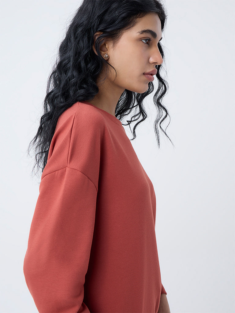 Studiofit Rust Solid Sweatshirt - Image 3