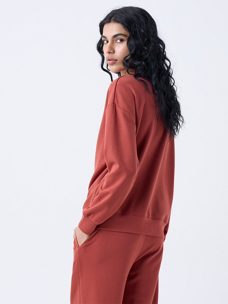 Studiofit Rust Solid Sweatshirt - Image 4