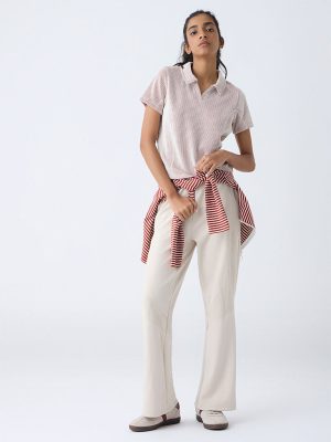 Studiofit Rust Striped Cotton-Blend T-Shirt