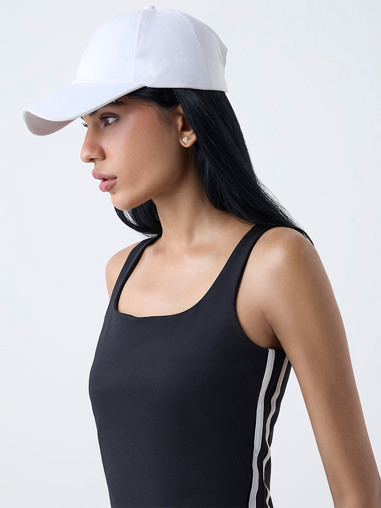 Studiofit Black Striped Cotton-Blend Top - Image 3