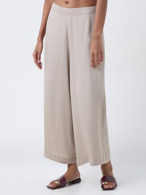 Zuba Taupe Solid Palazzos