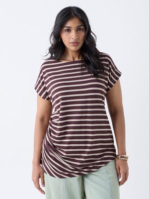 Gia Brown Striped T-Shirt