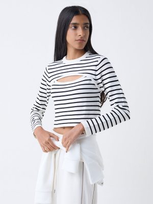 Studiofit White Stripe Detailed Top