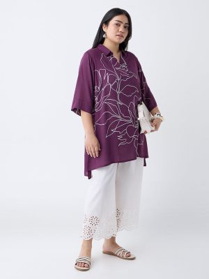 Diza Plum Floral Design Tunic
