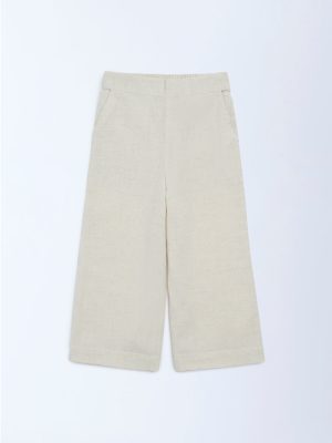 Utsa Kids Off-White Cotton-Blend Pants - (2-8yrs)