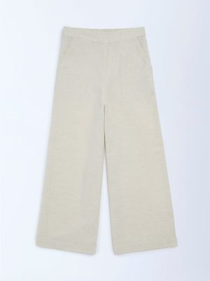 Utsa Kids Off-White Cotton-Blend Pants - (8-14yrs)
