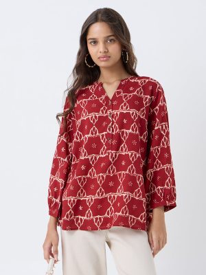 Utsa Red Printed Tunic