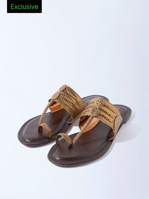LUNA BLU Brown Kolhapuri Sandals - Exclusive